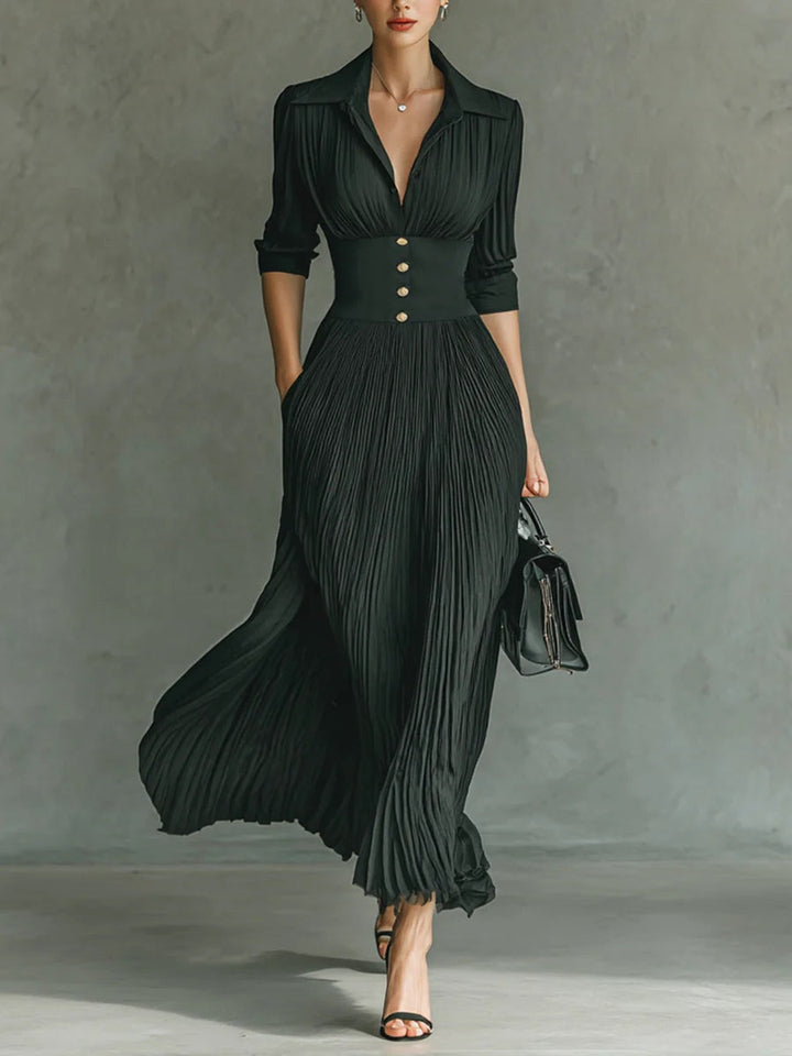 Maéline - Abito Midi Chic con Vita Scolpita