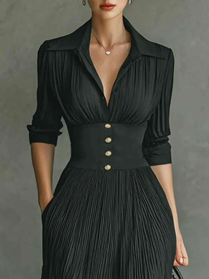 Maéline - Abito Midi Chic con Vita Scolpita