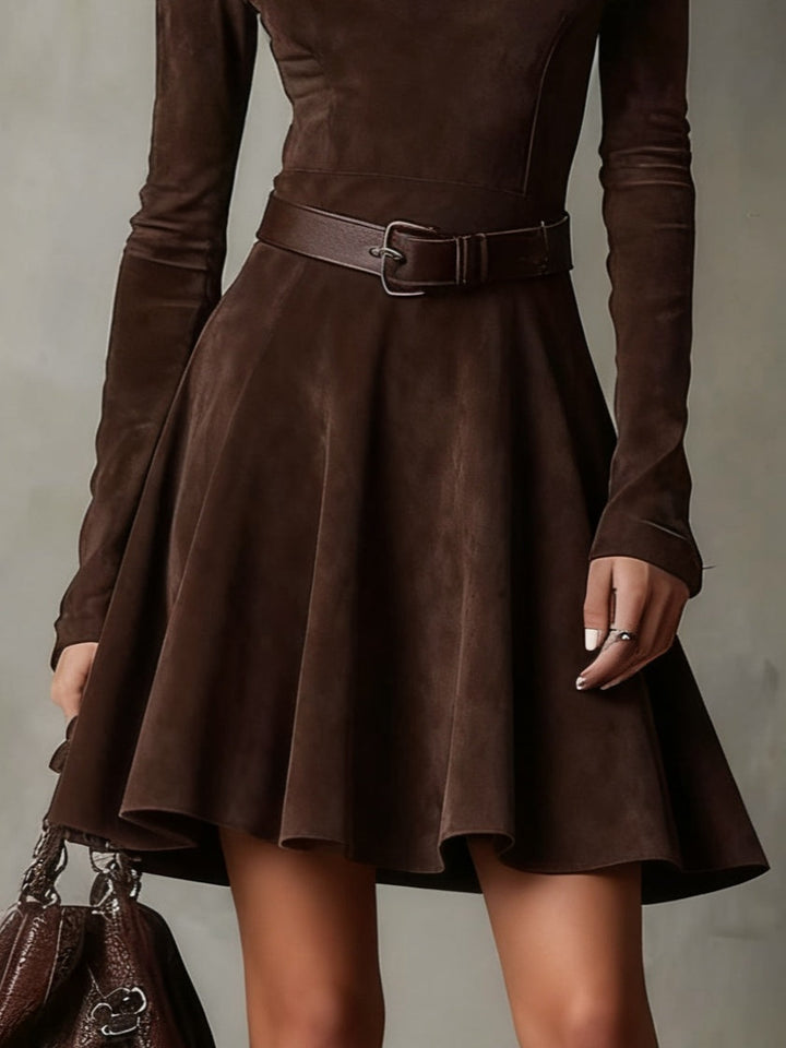 Meredith | Vestito Mini in Suede Vintage