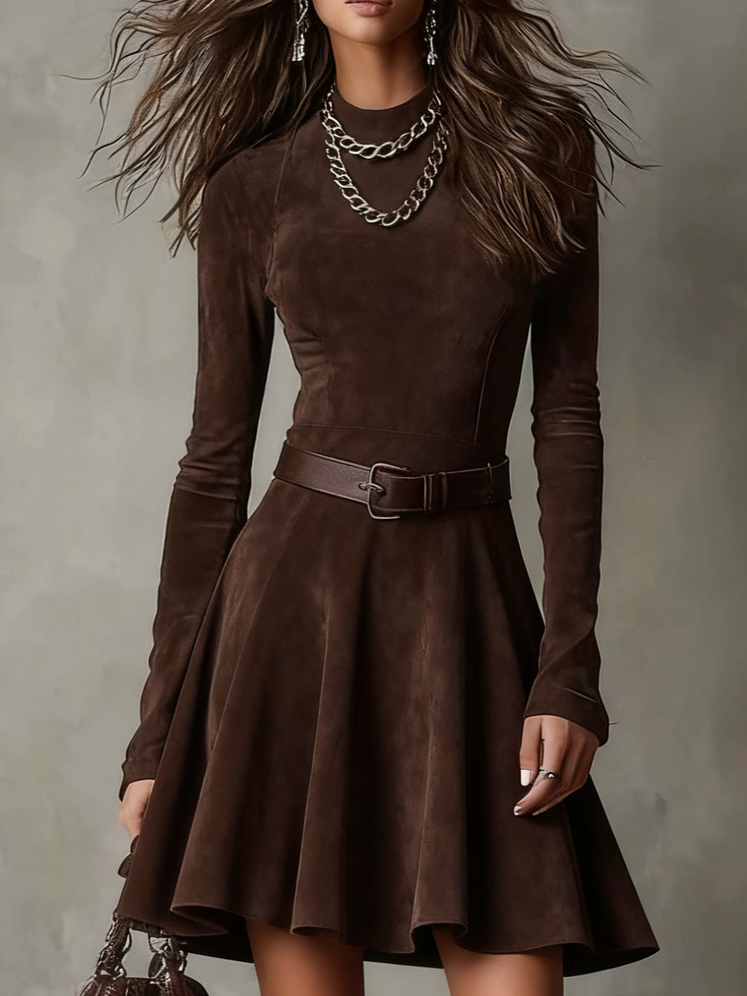 Meredith | Vestito Mini in Suede Vintage