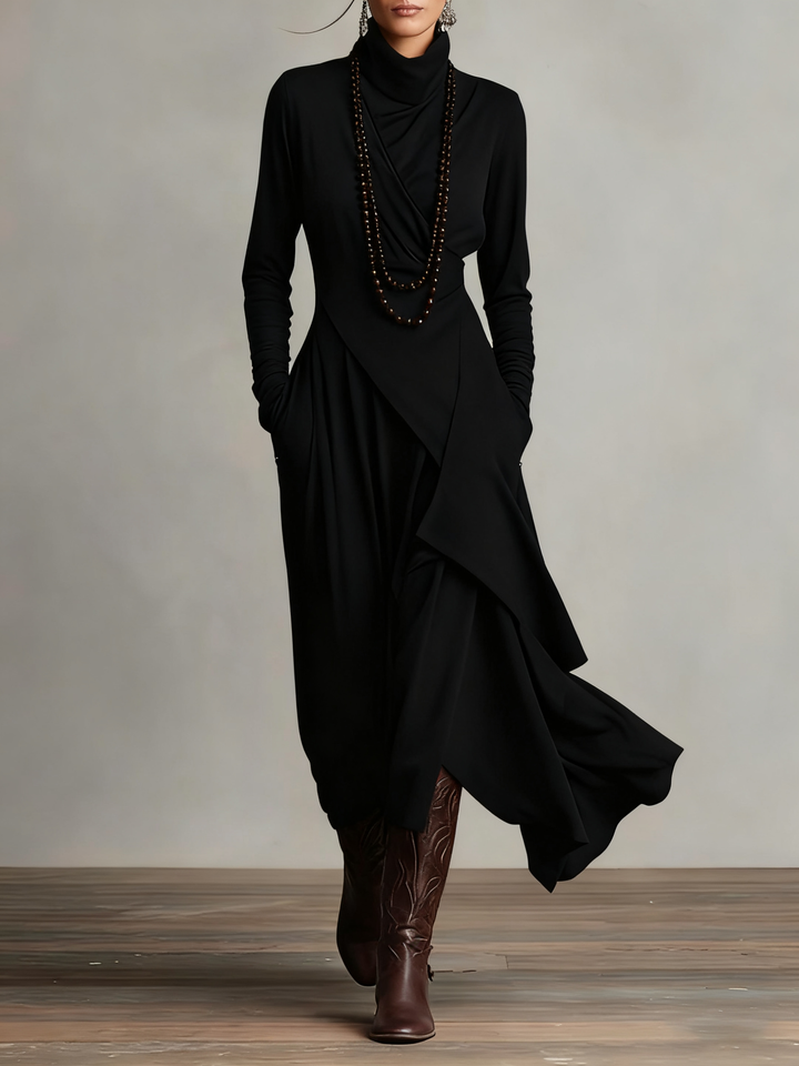 Lori | Abito Vintage Asimmetrico con Collo Alto