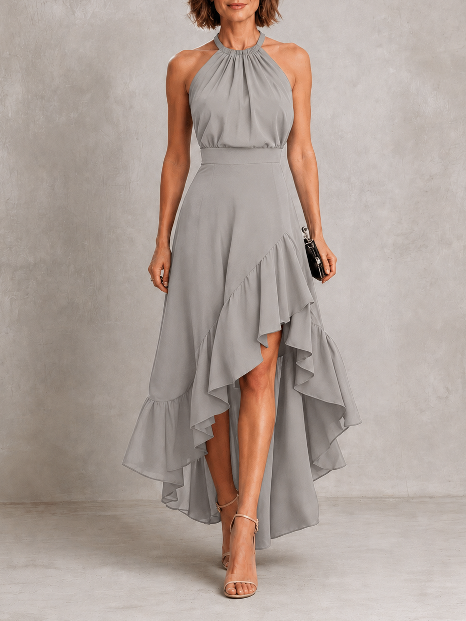 Chloe | Abito con Scollo All'Americana e Orlo a Volant