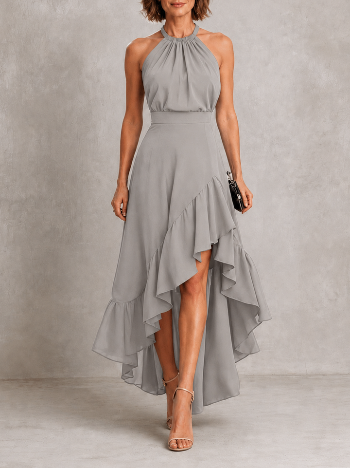 Chloe | Abito con Scollo All'Americana e Orlo a Volant