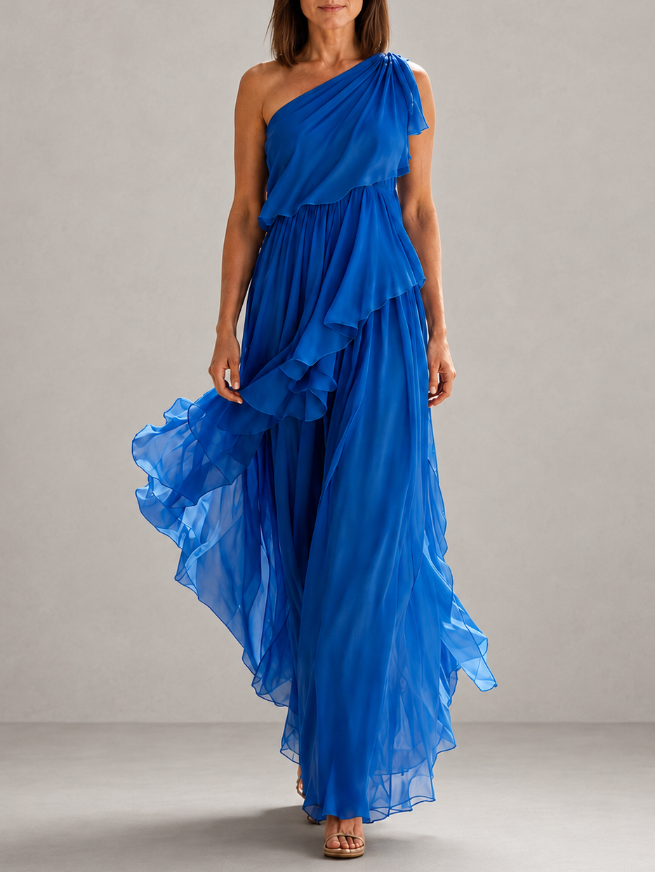 Scarlett | Abito Maxi con Spallina Unica e Rouches