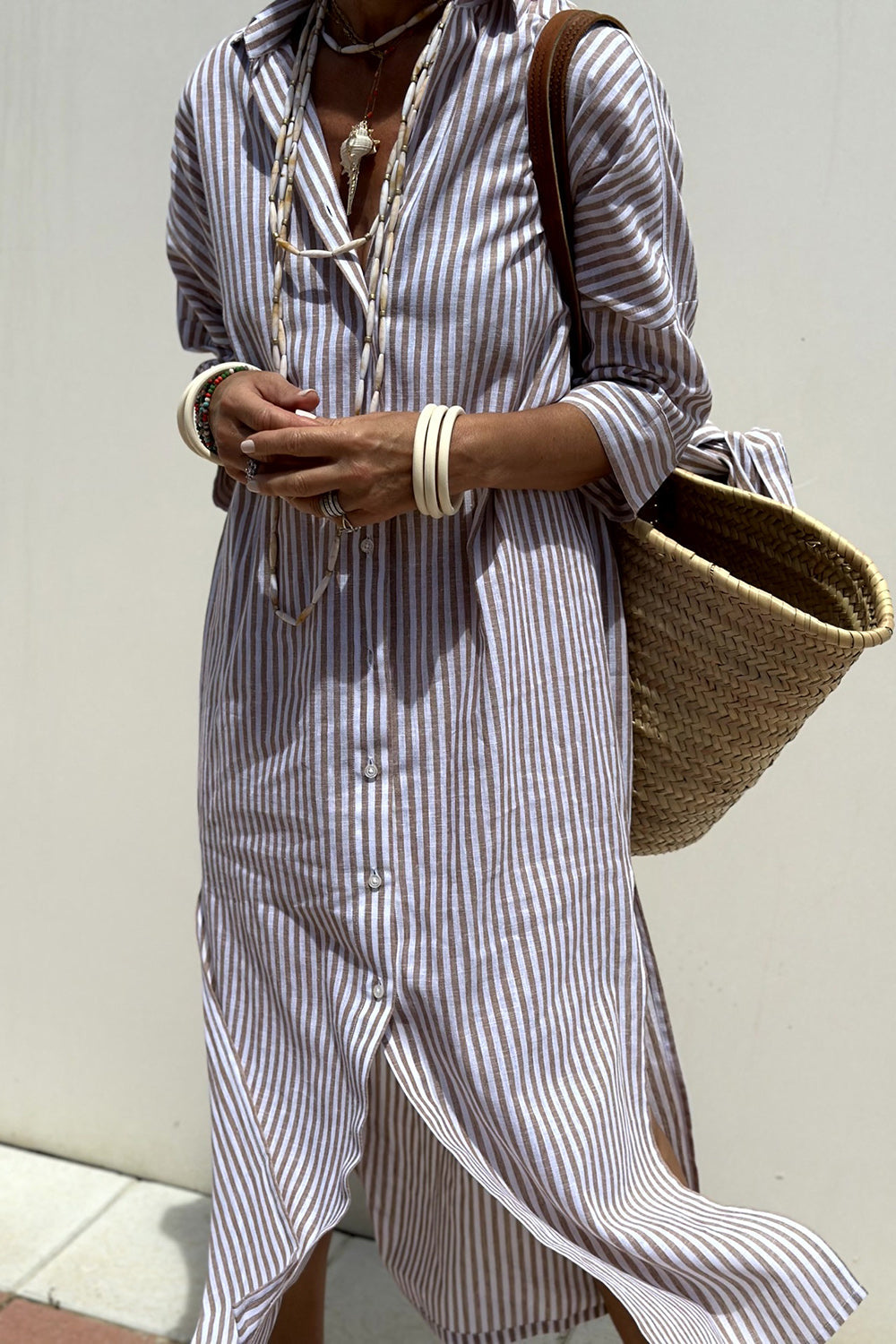 Susanna | Vestito chemisier a righe con maniche lunghe