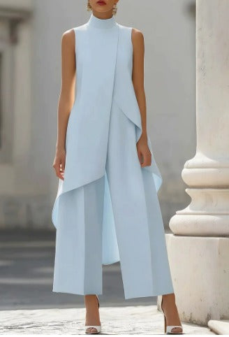 Carolina | Tuta lunga con pannello drappeggiato asimmetrico