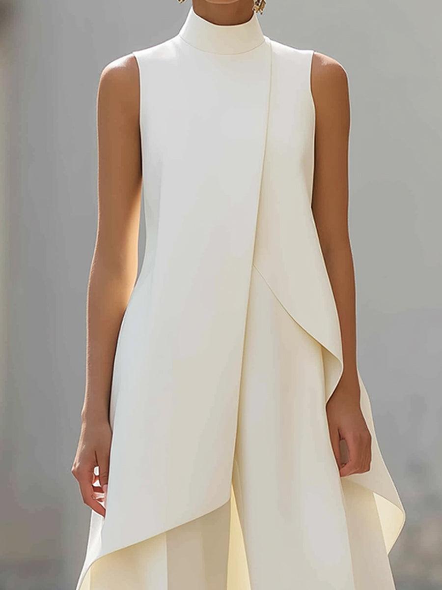 Carolina | Tuta lunga con pannello drappeggiato asimmetrico