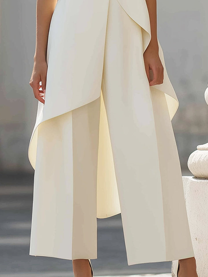 Carolina | Tuta lunga con pannello drappeggiato asimmetrico