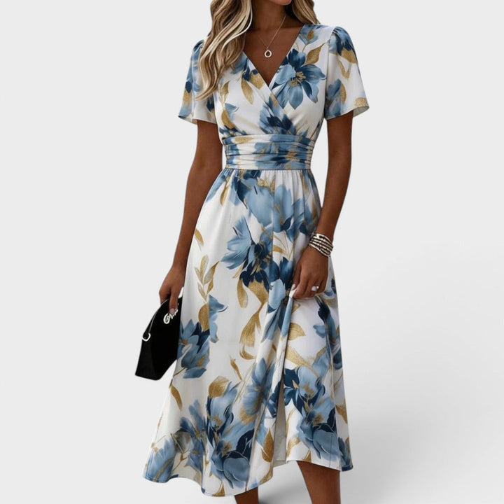 Debora | Vestito midi floreale a portafoglio