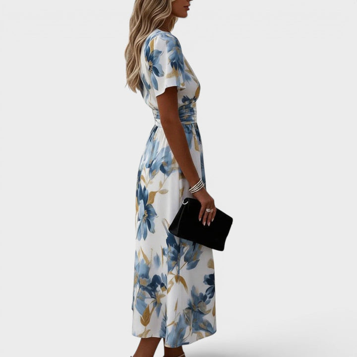 Debora | Vestito midi floreale a portafoglio