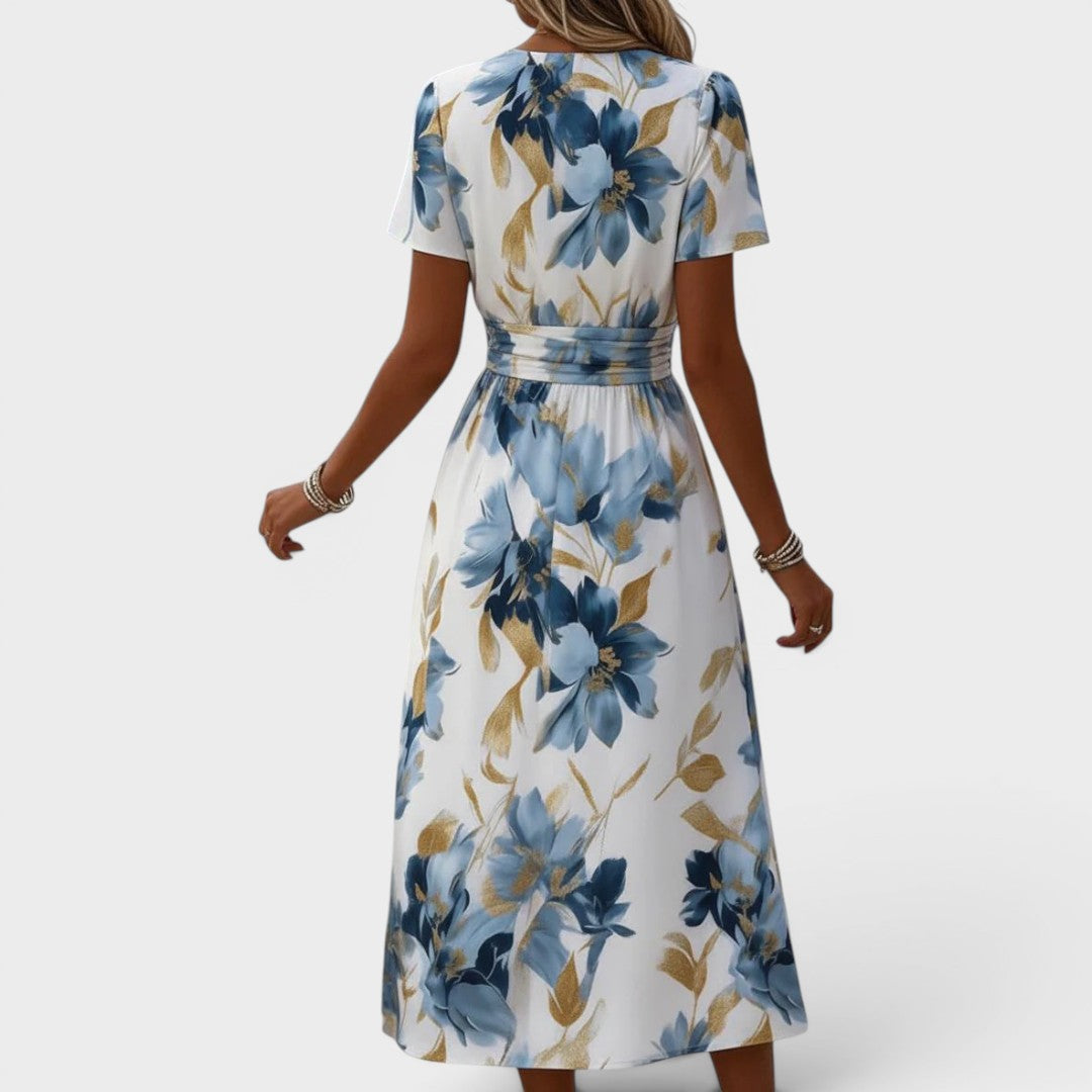 Debora | Vestito midi floreale a portafoglio