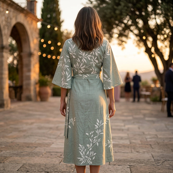 Edda | Vestito midi ricamato con maniche a campana