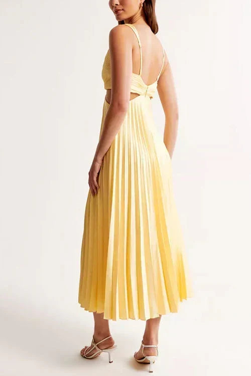 Emma | Vestito lungo plissettato con scollo a V
