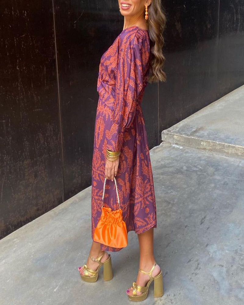 Isadora | Vestito midi stampato con scollo a V