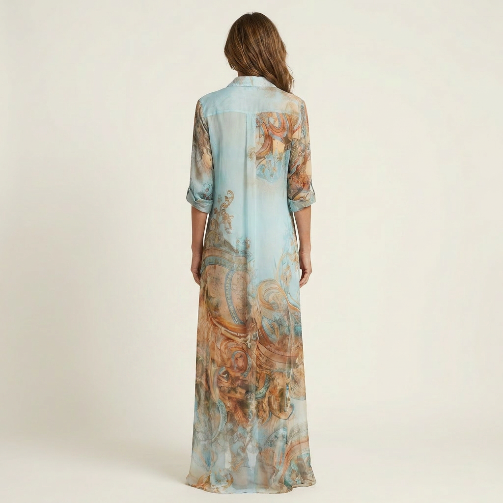 Lucrezia | Vestito chemisier lungo stampato