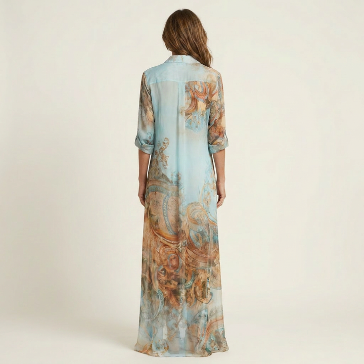 Lucrezia | Vestito chemisier lungo stampato