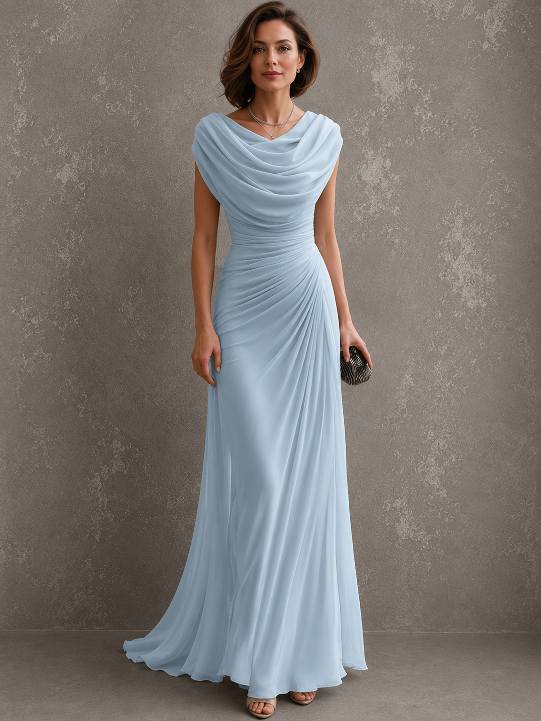 Melania | Vestito lungo con scollo drappeggiato