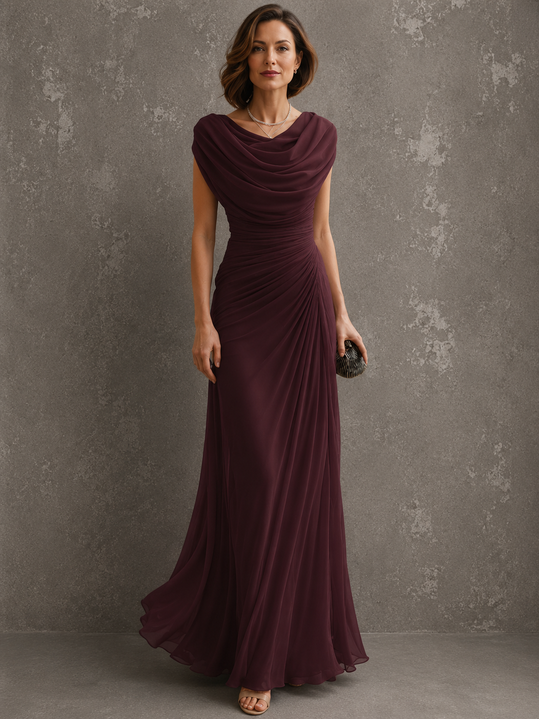 Melania | Vestito lungo con scollo drappeggiato