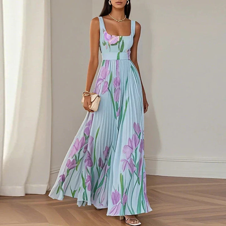 Oriana | Vestito lungo plissettato floreale