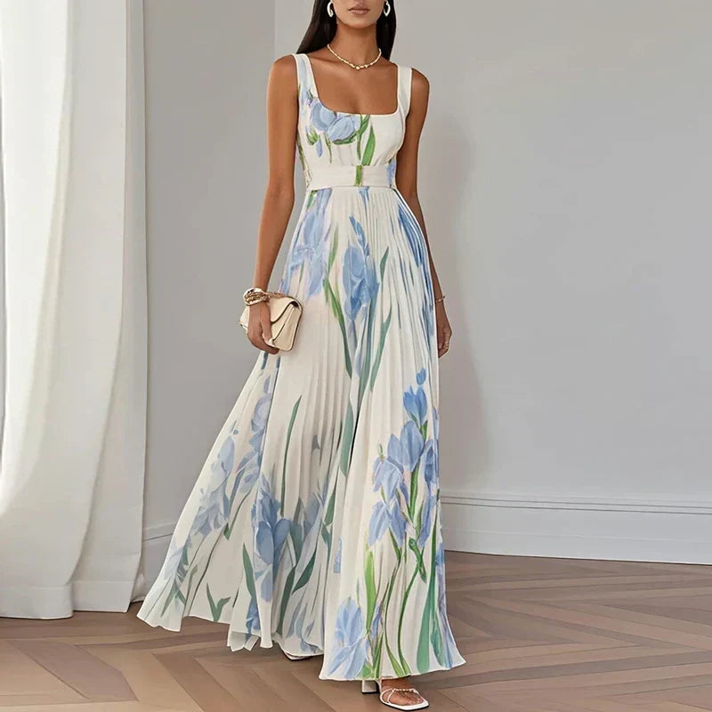 Oriana | Vestito lungo plissettato floreale