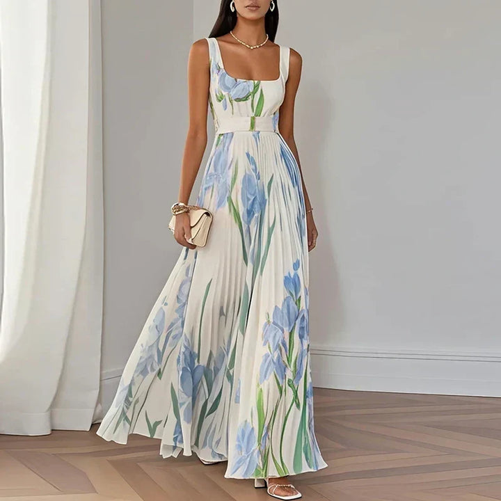 Oriana | Vestito lungo plissettato floreale