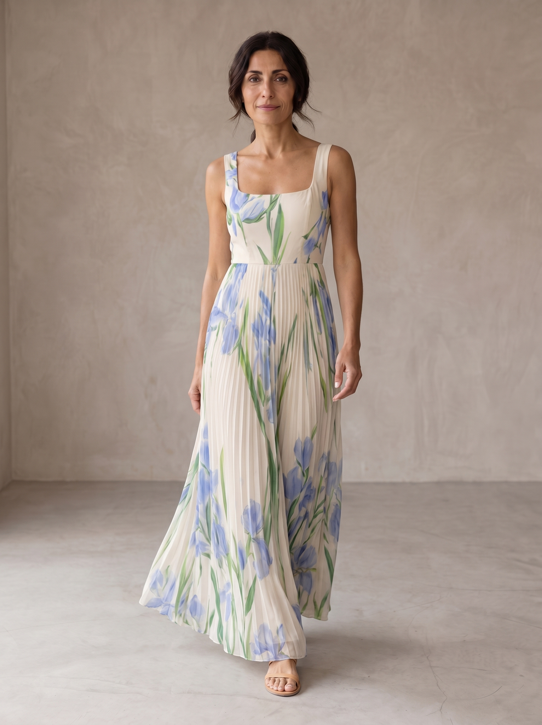 Oriana | Vestito lungo plissettato floreale