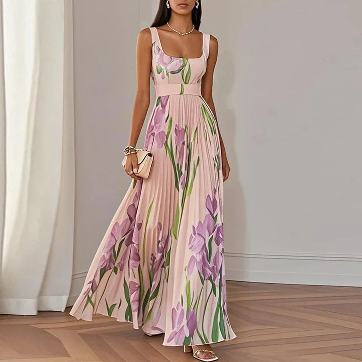 Oriana | Vestito lungo plissettato floreale