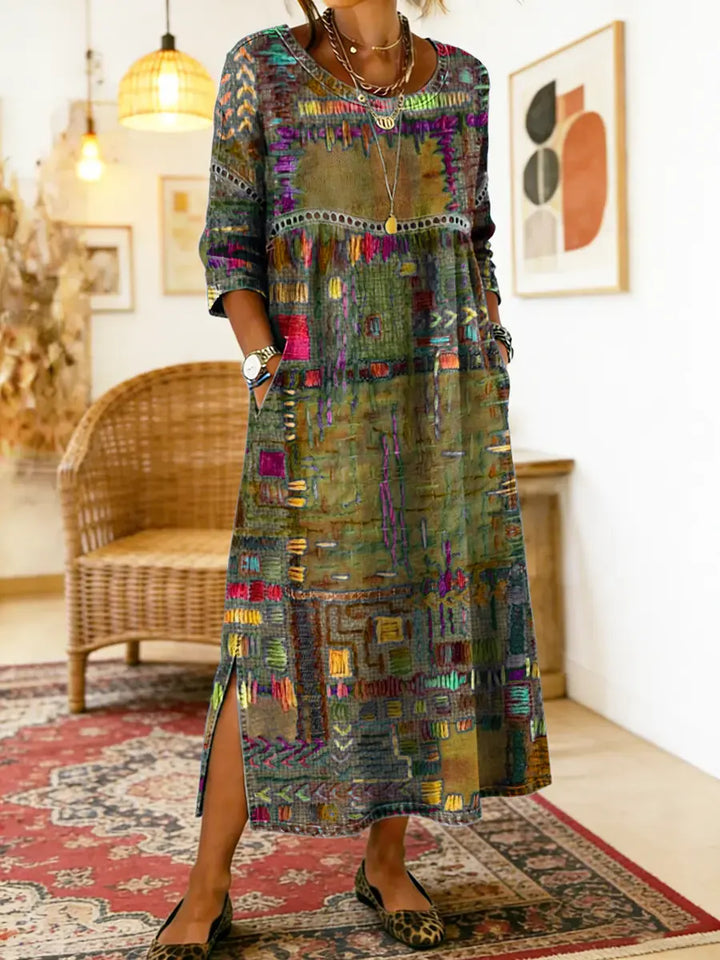 Abito Stampato Manuela con Patchwork Etnico