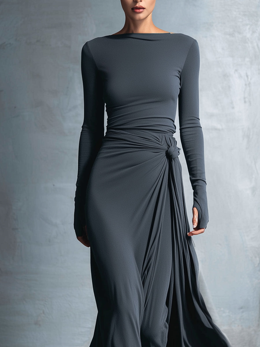 Naiara | Abito maxi con nodo laterale