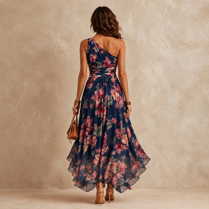 Celeste | Maxi floreale a spalla unica