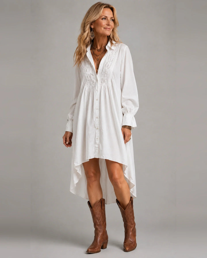Lucia | Abito Camicia con Dettagli in Pizzo