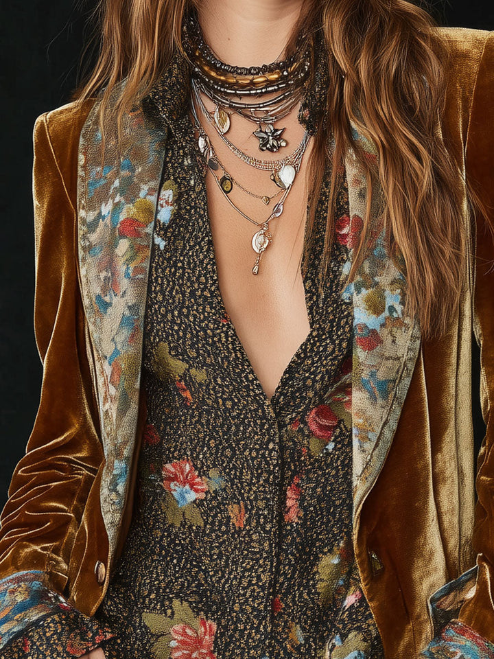 Marcelline | Blazer Patchwork Stampato Floreale Vintage