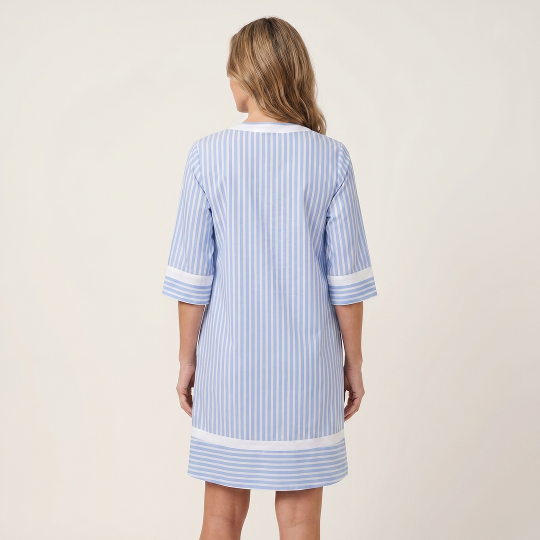 Sanina | Abito in cotone a righe con scollo a V e bordi a contrasto