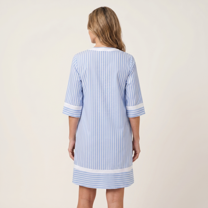 Sanina | Abito in cotone a righe con scollo a V e bordi a contrasto