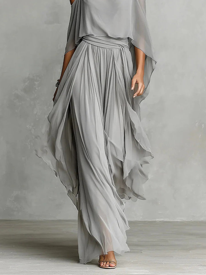 Renata | Set Fluido Grigio con Top con Spalline e Pantaloni Leggeri