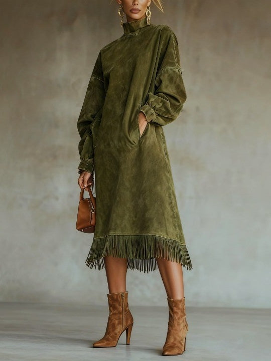Aurora | Abito in Suede con Frange