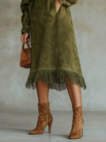 Aurora | Abito in Suede con Frange