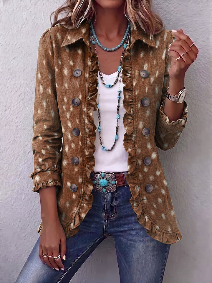 Nolinda | Giacca Ruffle con Stampa Animale Bohemien