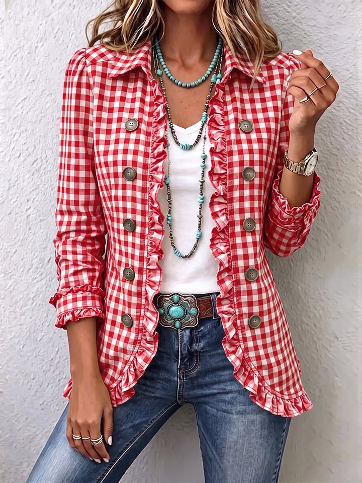 Charlene | Giacca Button-Down a Righe con Ruffle