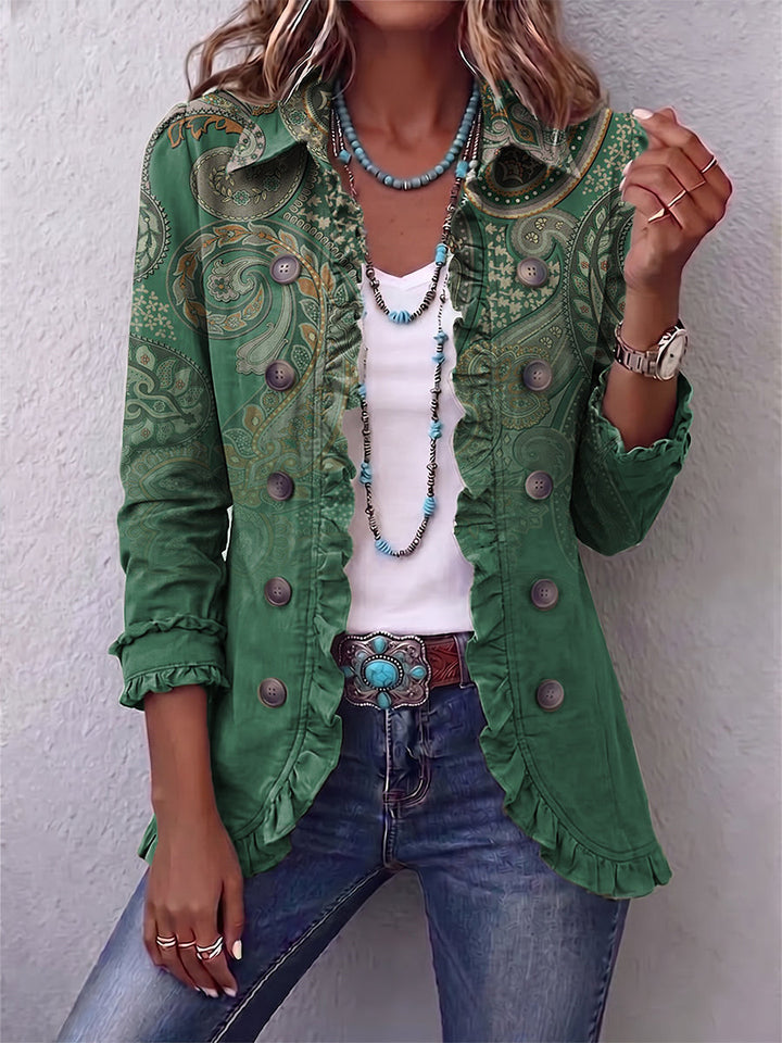 Jemara | Giacca Ruffled con Stampa Paisley Bohemien