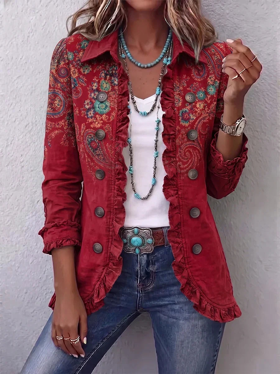 Fayrene | Giacca Bohemien Paisley con Rouches
