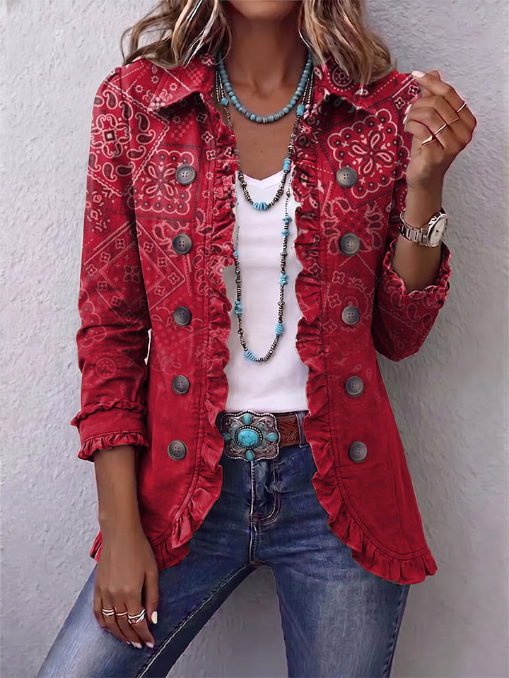 Criselle | Giacca Ruché con Stampa Ombre Paisley Bohemien