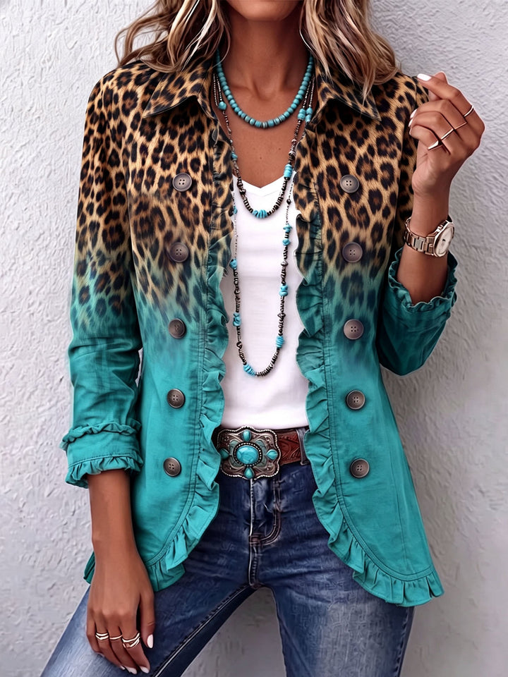 Elspeth | Blazer Giacca Ruffle Ombre Leopardo