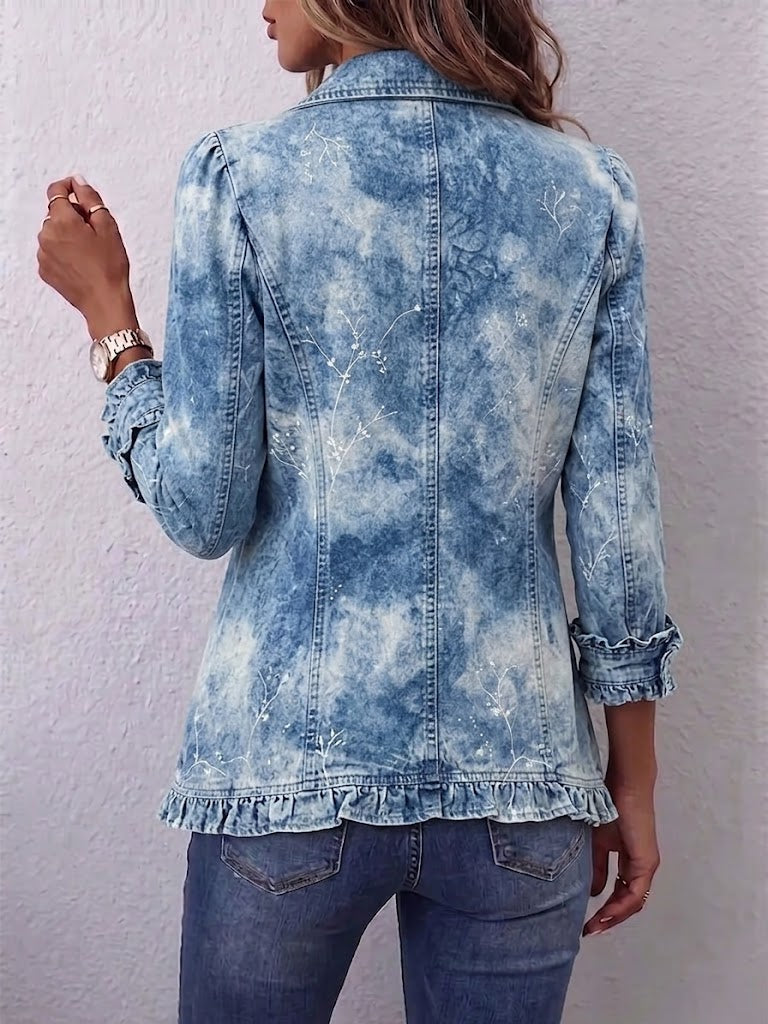 Jemison | Giacca Vintage Botanica Stile Boho con Dettagli a Volant