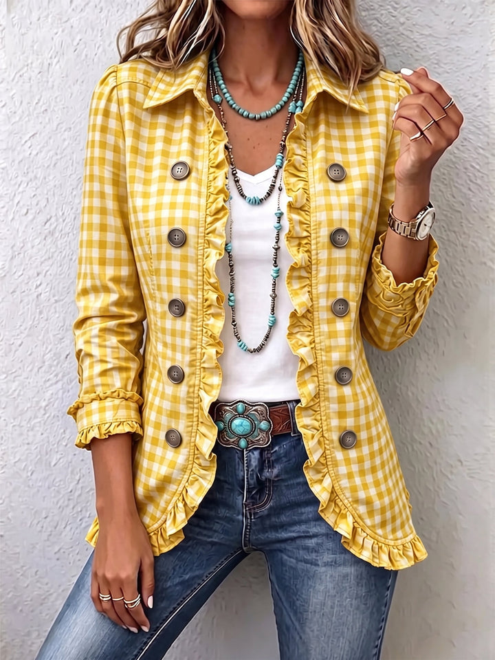 Charlene | Giacca Button-Down a Righe con Ruffle