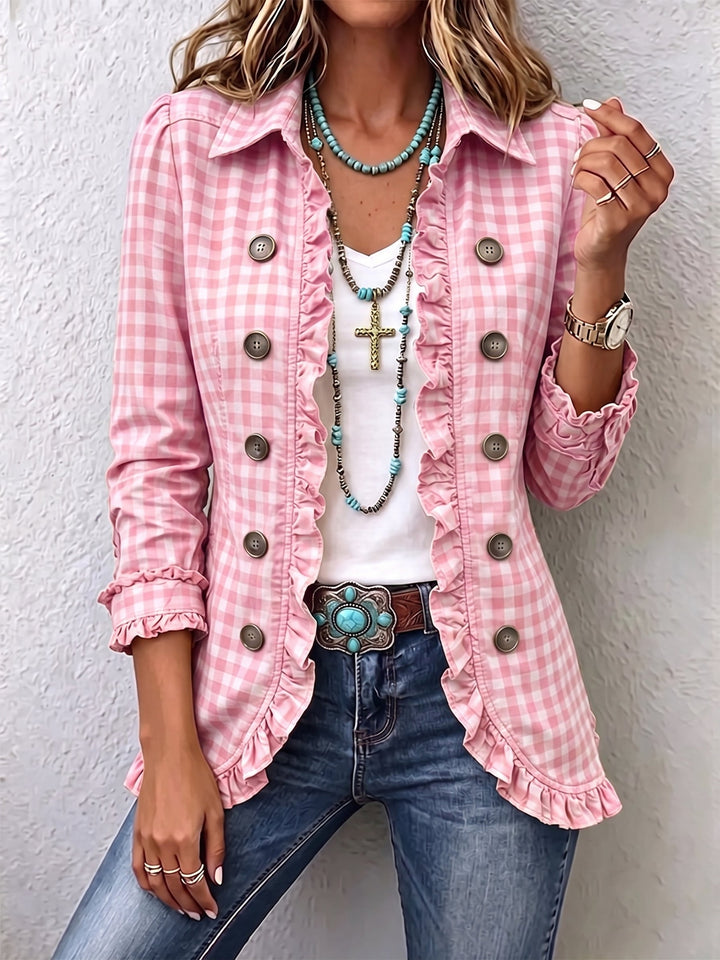 Charlene | Giacca Button-Down a Righe con Ruffle