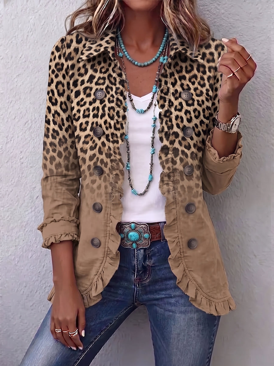Tawny | Giacca Vintage Leopard Gradient con Rouches