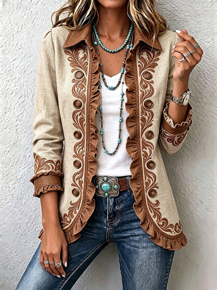 Dawncroft | Giacca Ruffled Floreale Vintage Bohemien