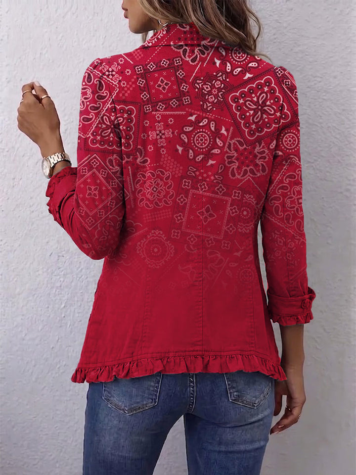 Criselle | Giacca Ruché con Stampa Ombre Paisley Bohemien