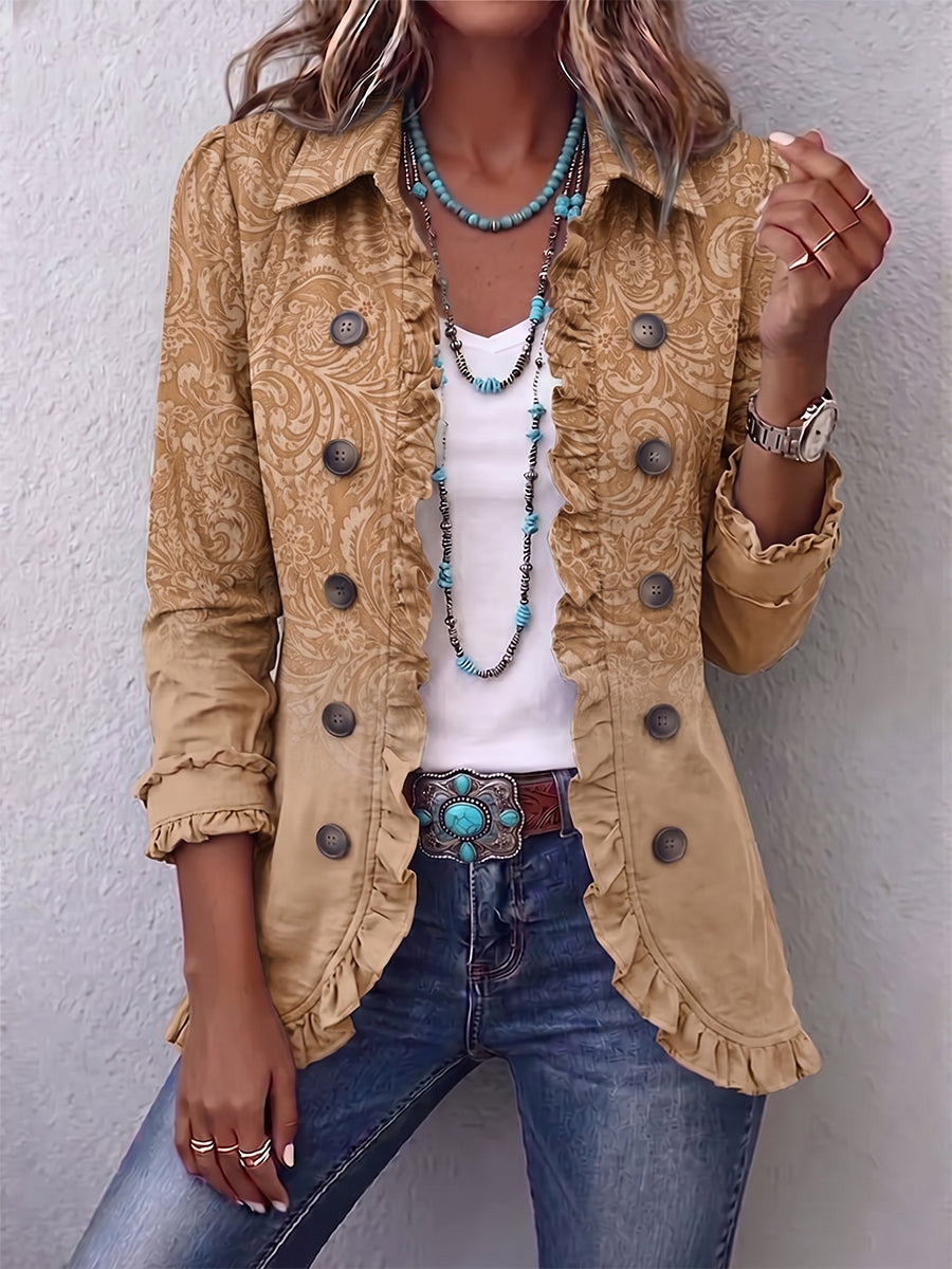 Crestelle | Giacca con Rouches a Stampa Western